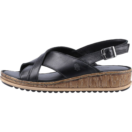 Hush Puppies Womens Elena Cross Over Wedge Sandal Black