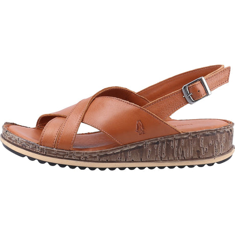 Hush Puppies Womens Elena Cross Over Wedge Sandal Tan