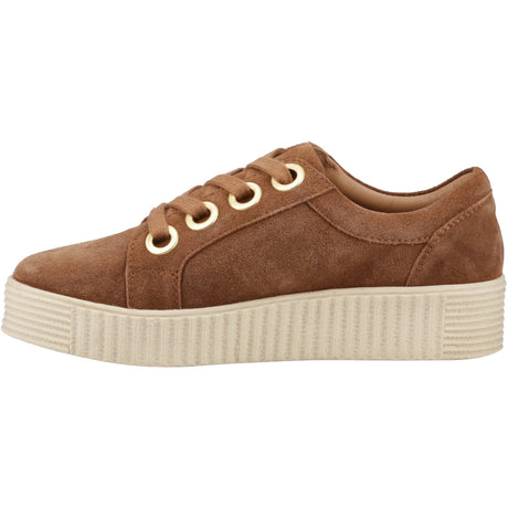 Hush Puppies Womens Tamsin Suede Trainer Tan