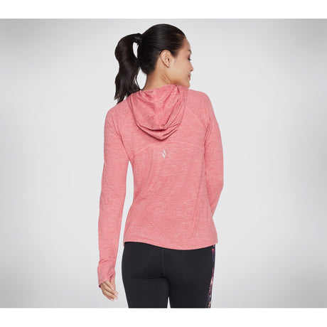 Skechers Womens Godri Brisk Escape Hooded Long Sleeve Top Red/Pink