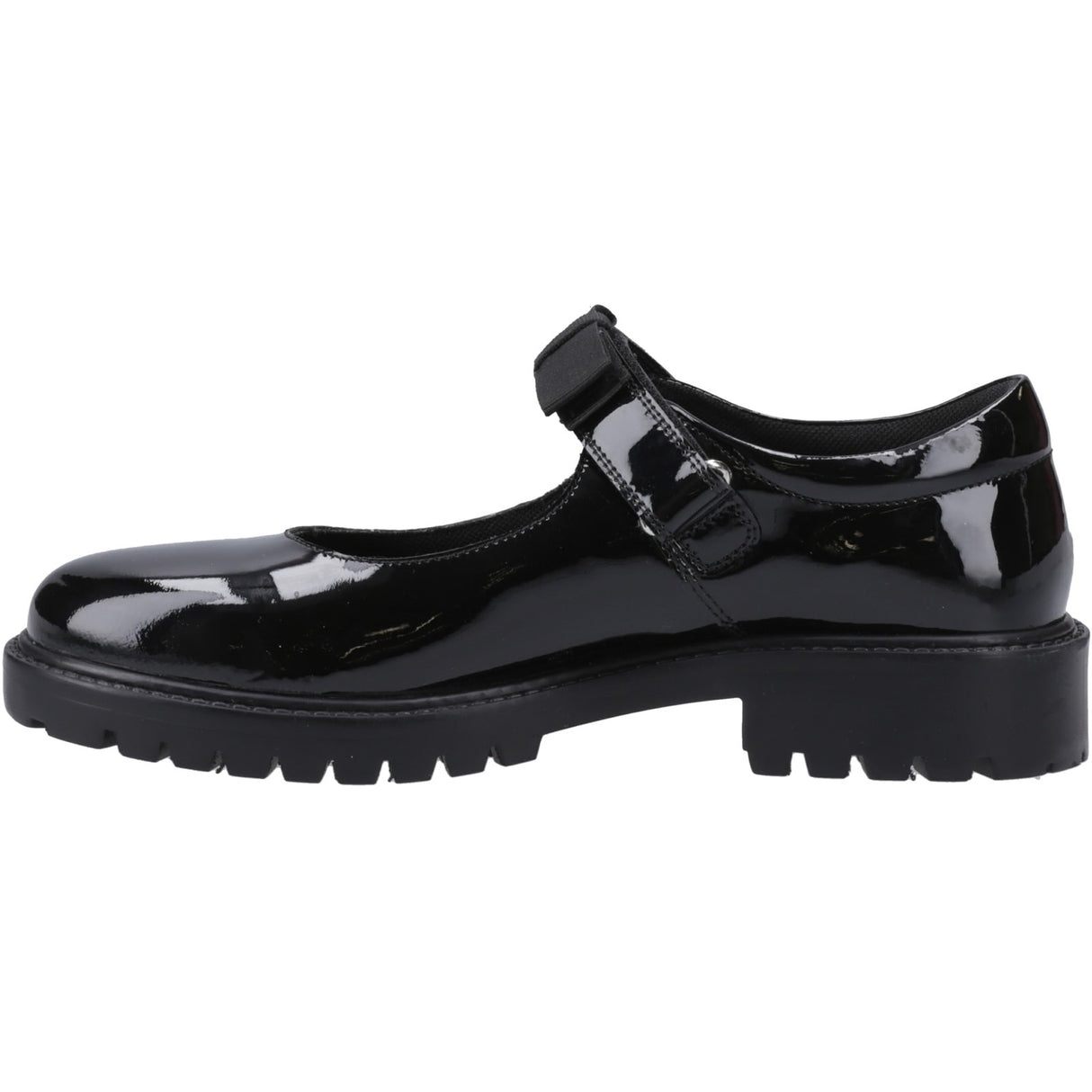 Hush Puppies Girls Astrid Bow Patent Snr Black