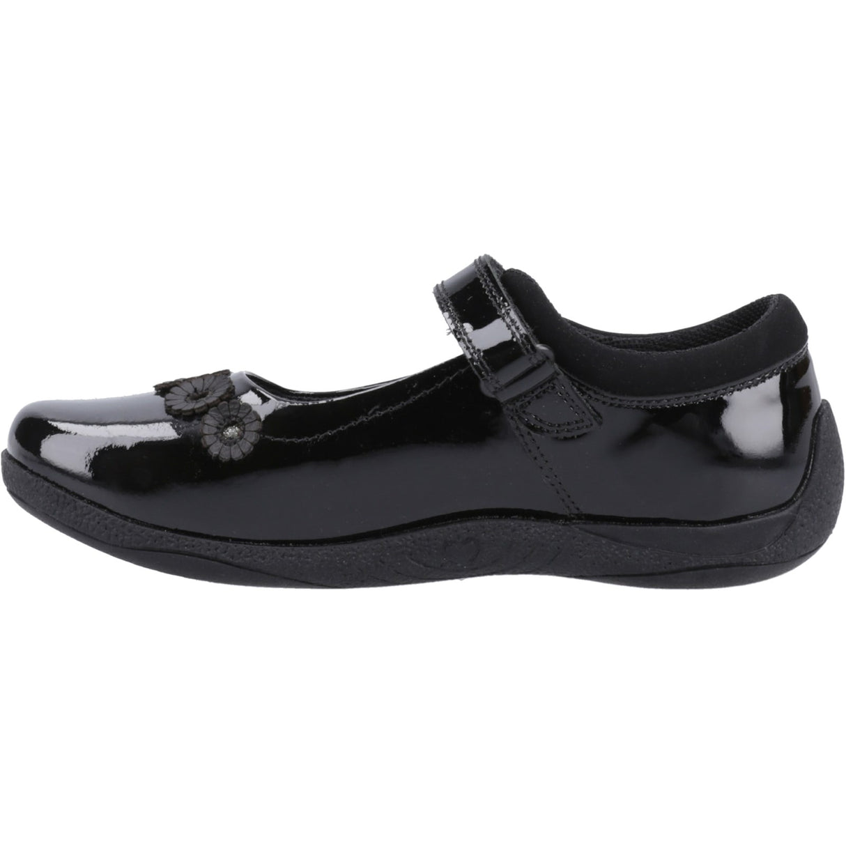 Hush Puppies Junior Girls Christina Patent Junior Shoe Black