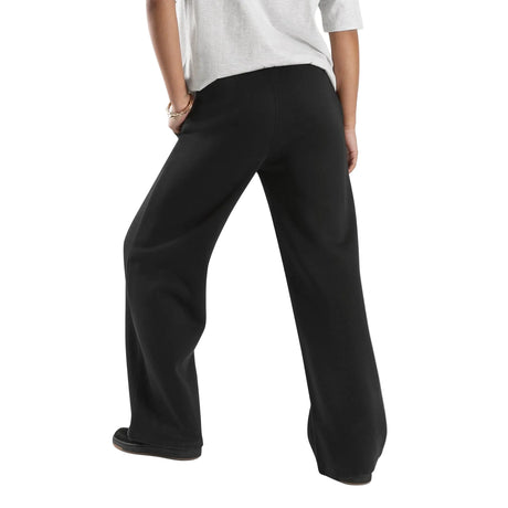 Reebok Womens ID 2-COL LOGO FLEECE WIDE LEG PANTS BLACK