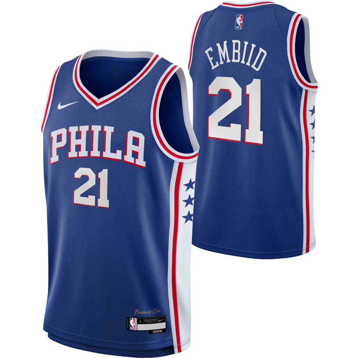 Nike NBA 76ers Embiid 21 Kids Icon Jersey