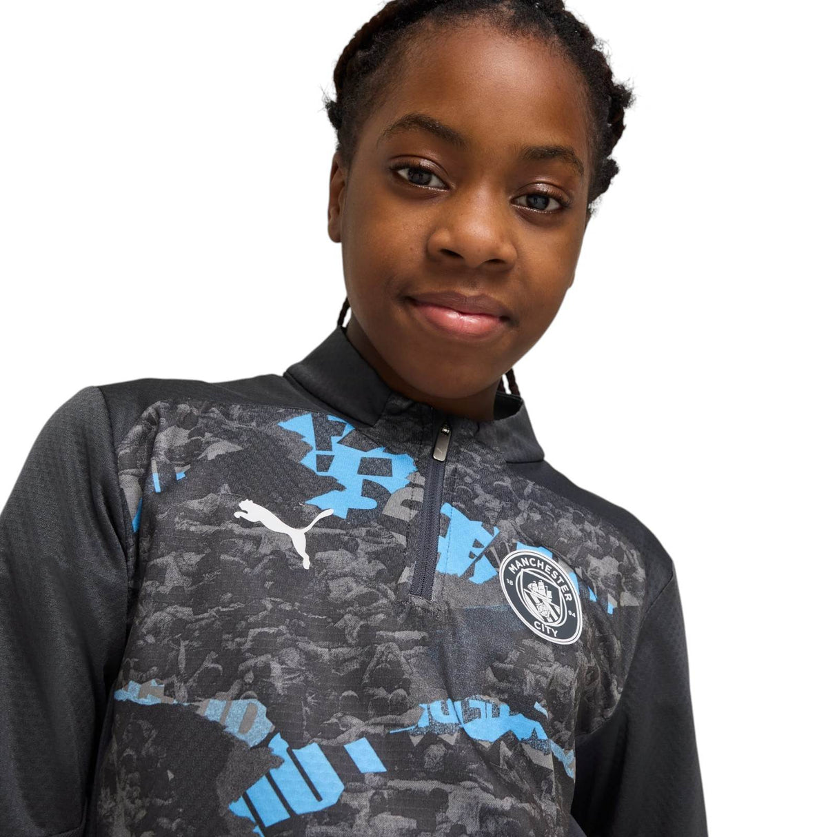 Puma Man City Football 2024/25 Pre-Match Kids Half-Zip Top