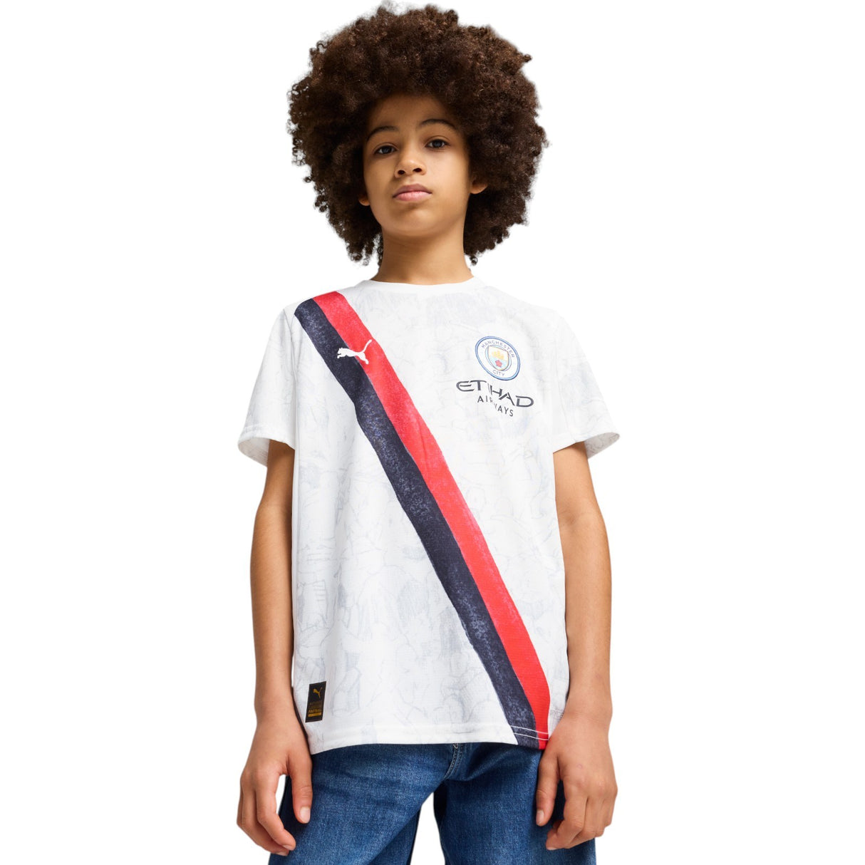 Puma Kidsuper Manchester City Football 2025/26 Kids Jersey Model Front View