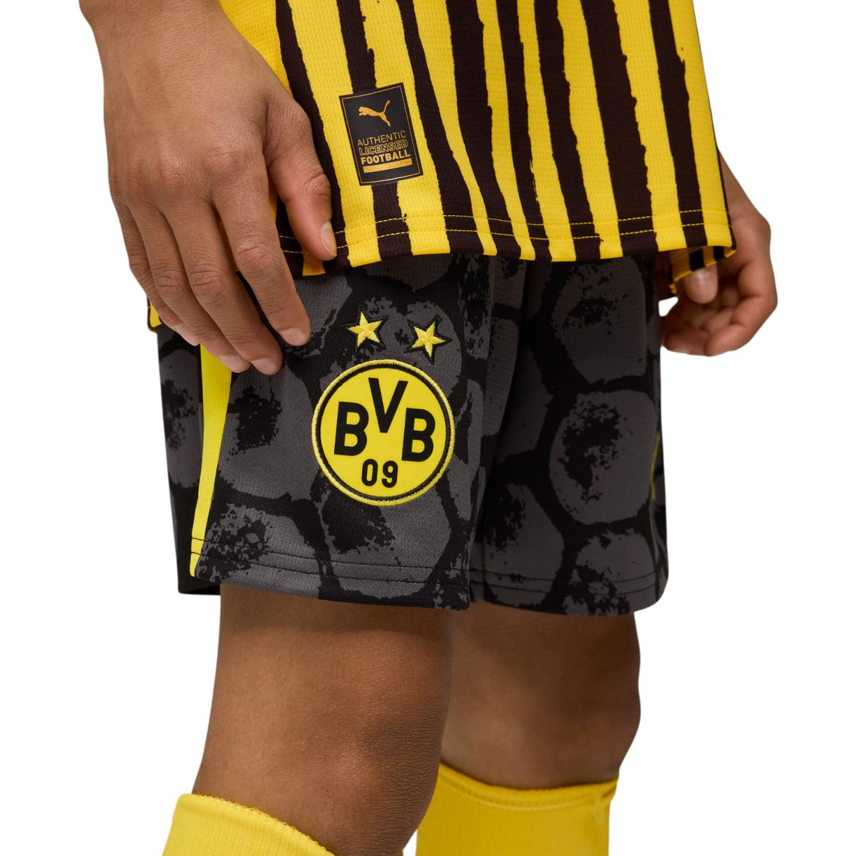 Puma Kidsuper x Borussia Dortmund Football 2025/26 Kids Short Model Close-Up Team Crest View