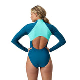 Speedo Womens Colourblock Long Sleeve Zip Swimsuit - Back View