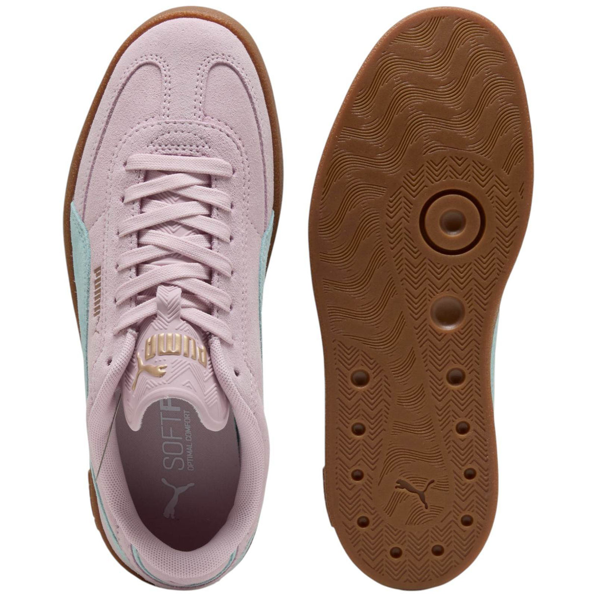 Puma Club II Era Womens Regular-Width Suede Sneakers Top & Sole Full View