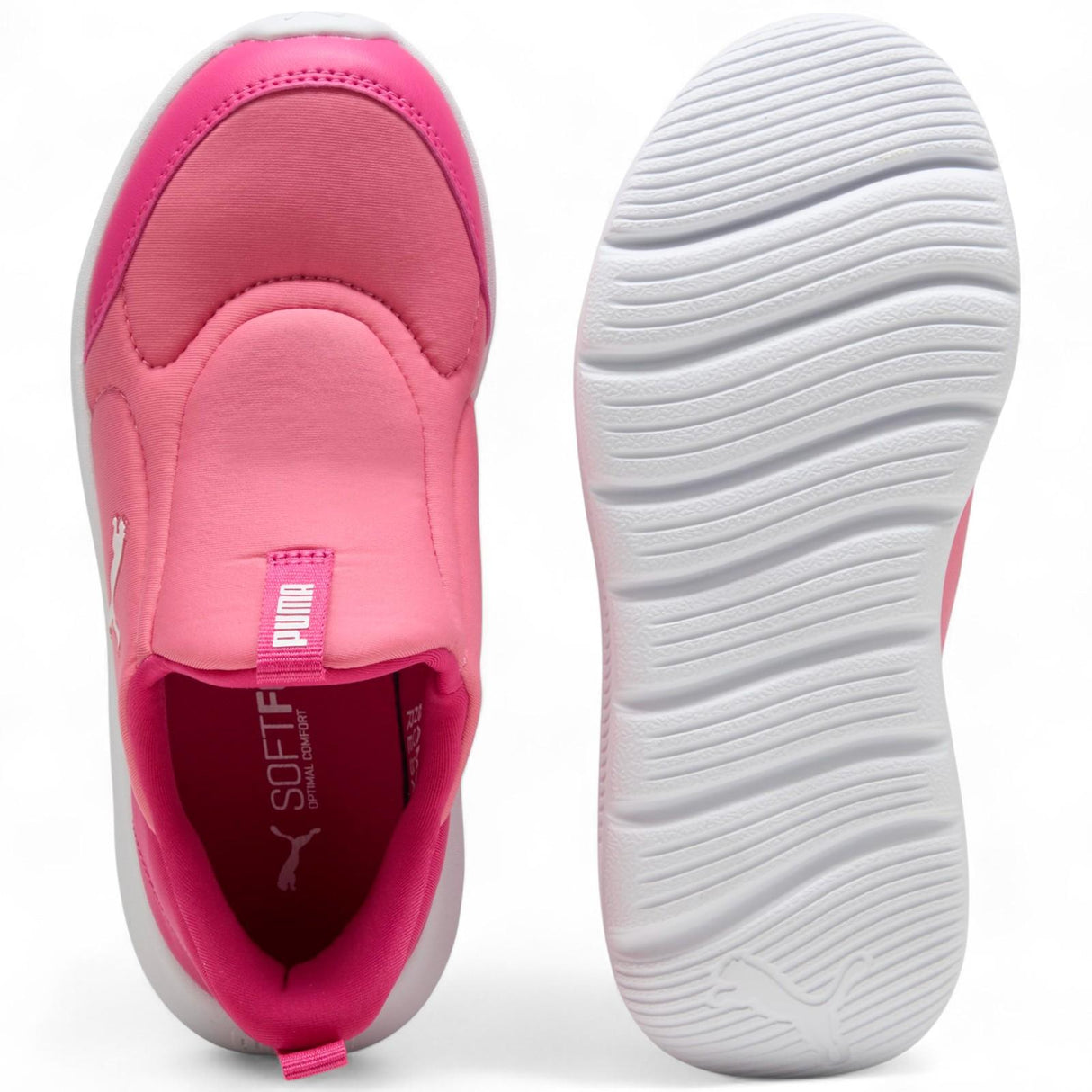 Puma Fun Racer 2 Sliptech Low-Cut Slip On Kids Shoes Pink Top and Sole Full View