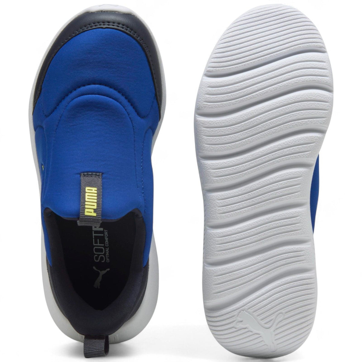 Puma Fun Racer 2 Sliptech Low-Cut Slip On Kids Shoes Blue Top and Sole Full View