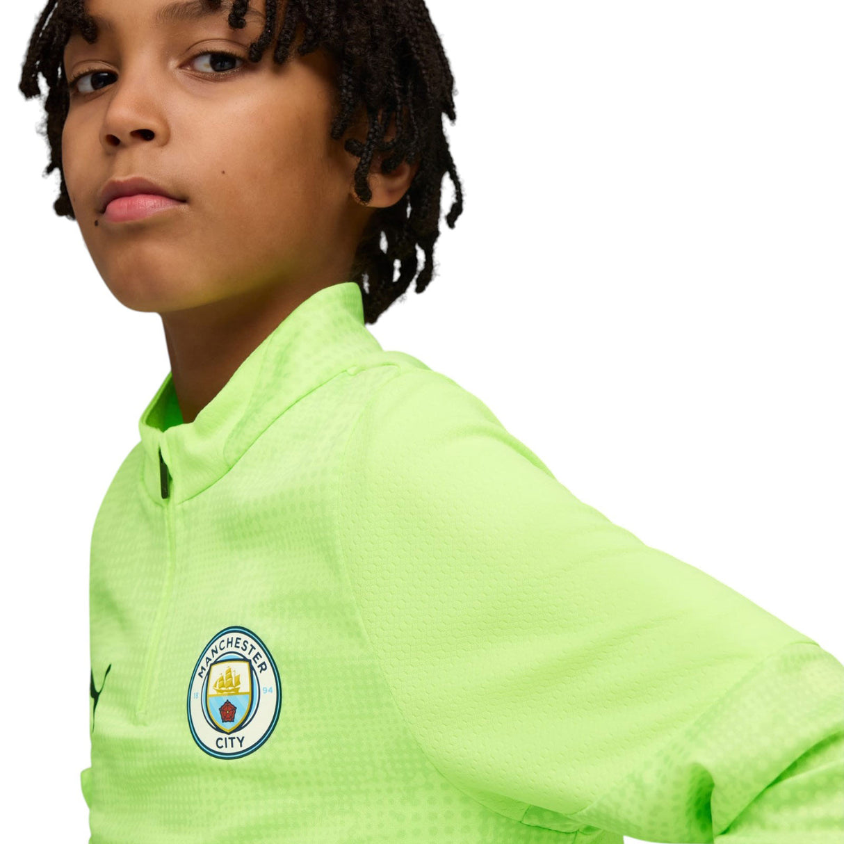Puma MCFC 25 Kids UCL Train QZ Top Green