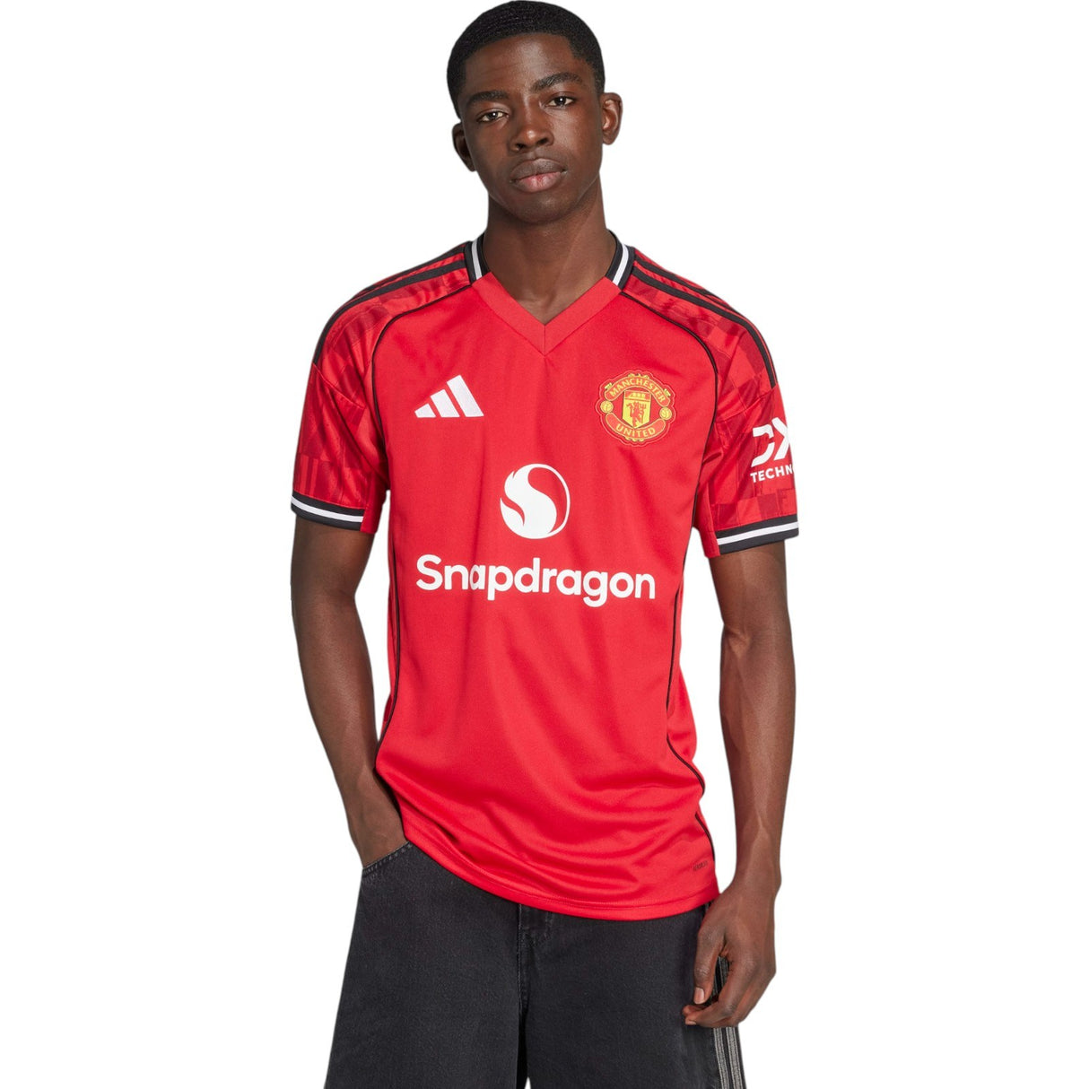 adidas Manchester United Football 2025/26 Adults Short Sleeved Home Jersey Model Front View