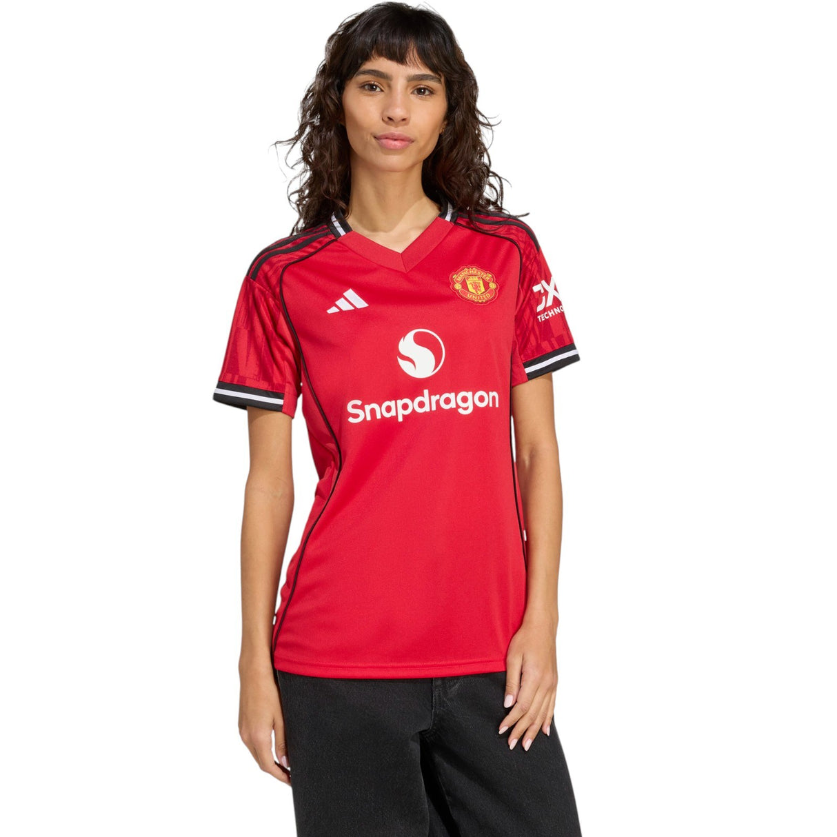 adidas Manchester Utd Football 2025/26 Womens SS Home Jersey Model Front View