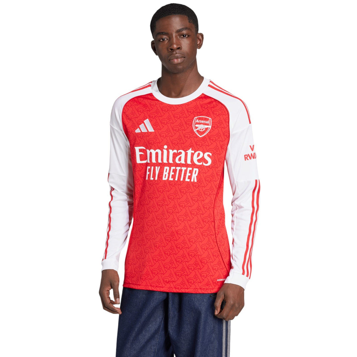 adidas Arsenal Football 2025/26 Mens Long Sleeved Home Jersey Model Front View