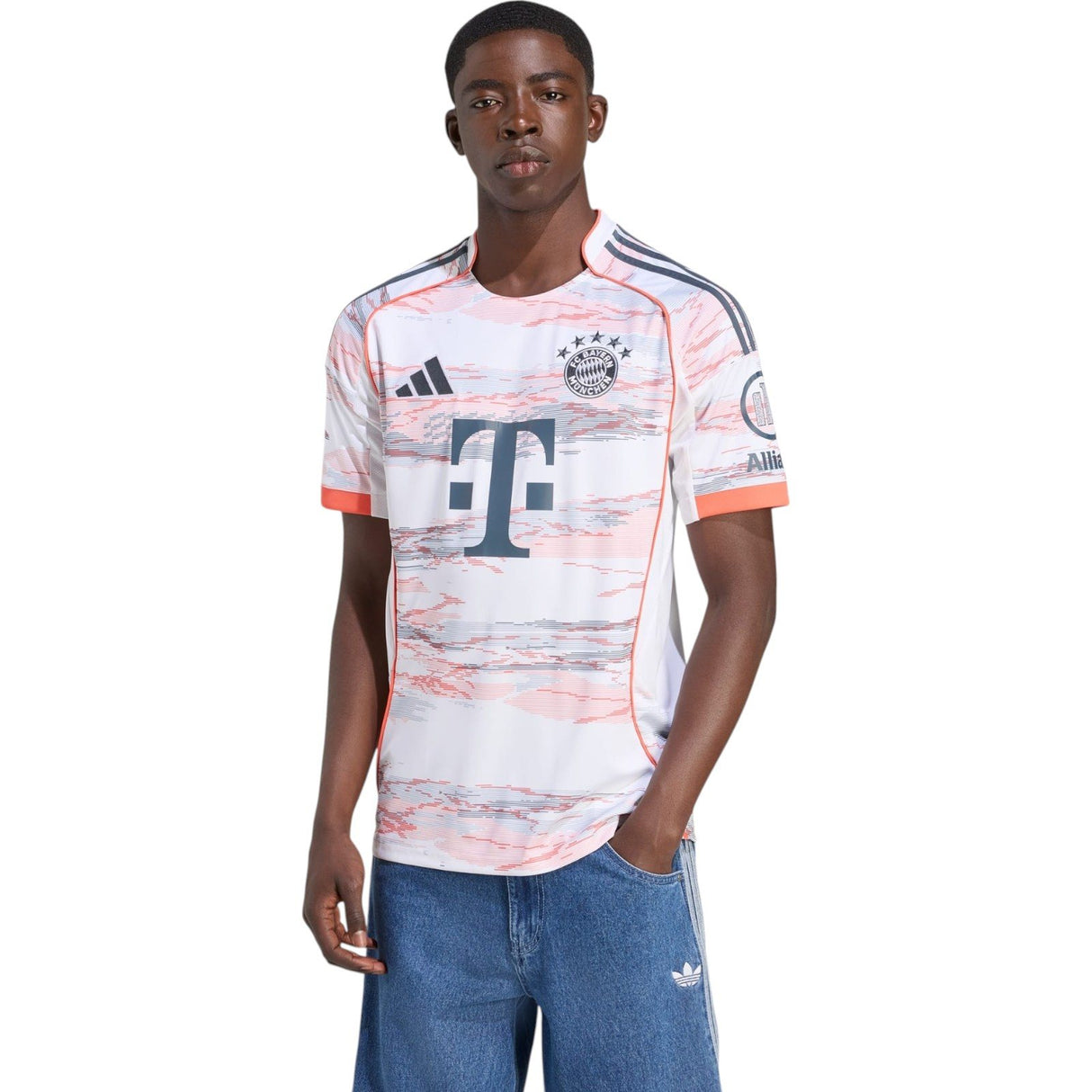 adidas FC Bayern Football 2025/26 Mens Away Jersey Model Front View