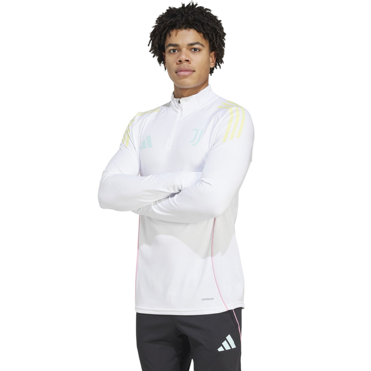adidas Juventus Football Adults 2025/26 Half-Zip Training Top Model Front Side View