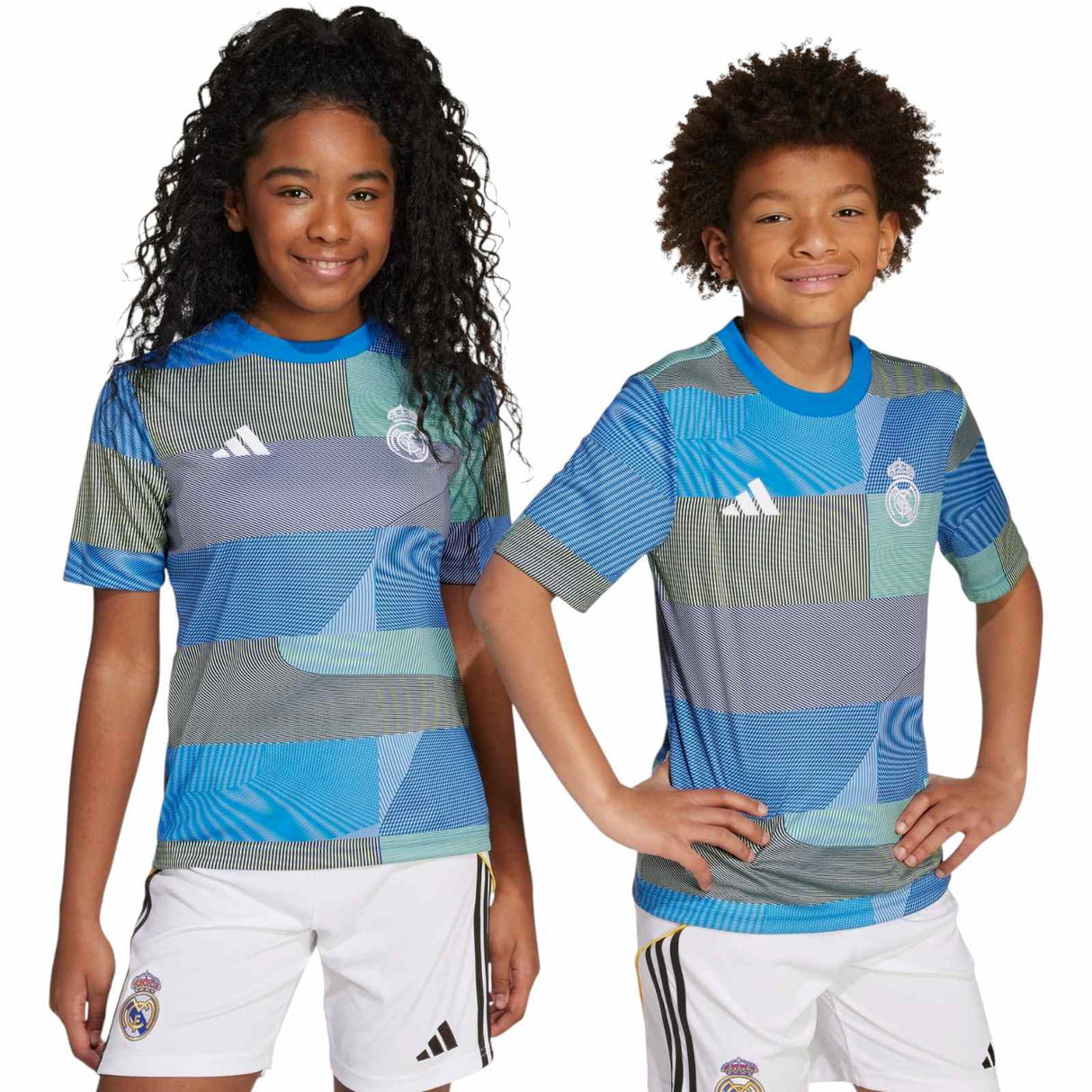 adidas Real Madrid Football 2025/26 Kids Pre-Match Jersey Models Front View