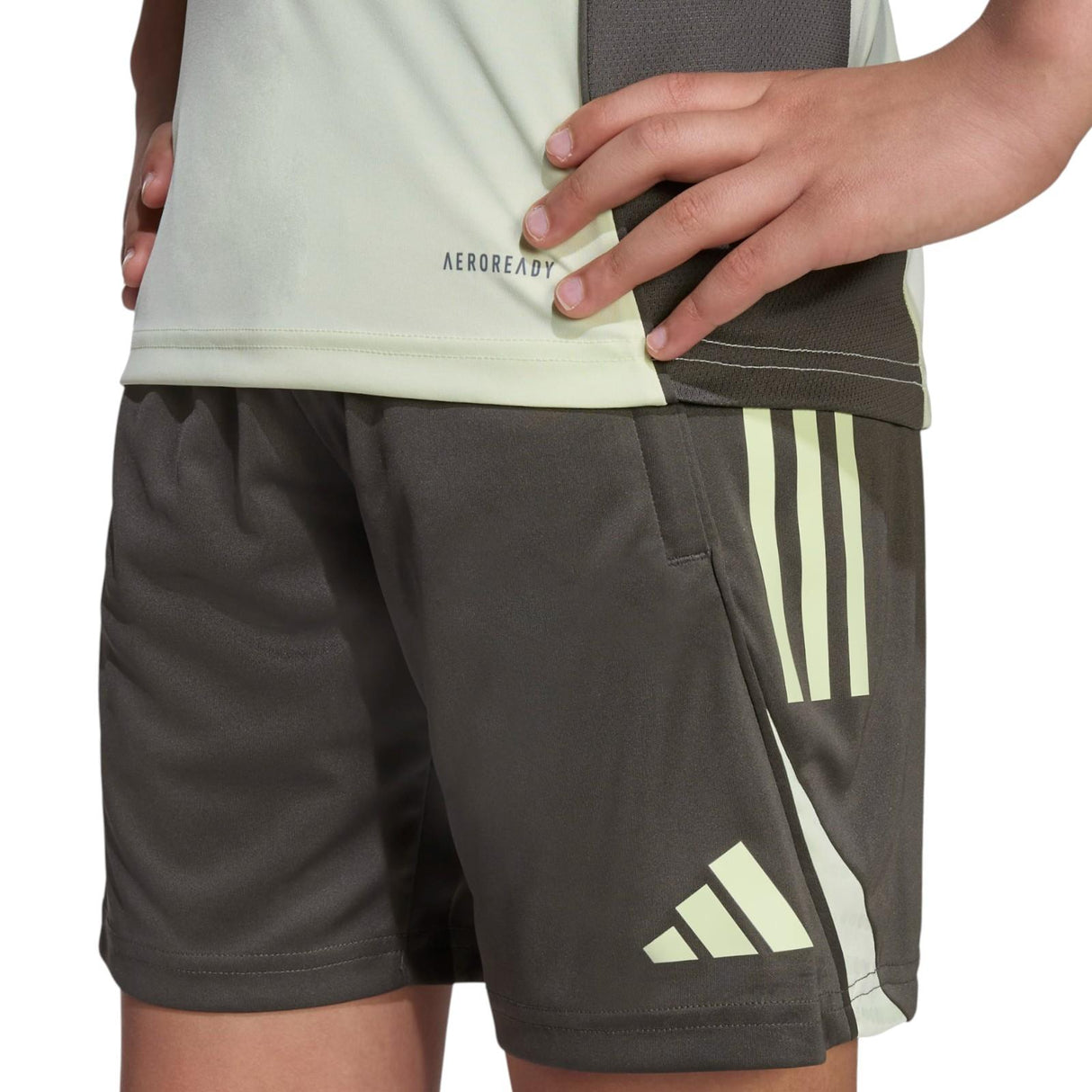 adidas Real Madrid Football 2025/26 Kids Training Short Model Close-Up Front Side View