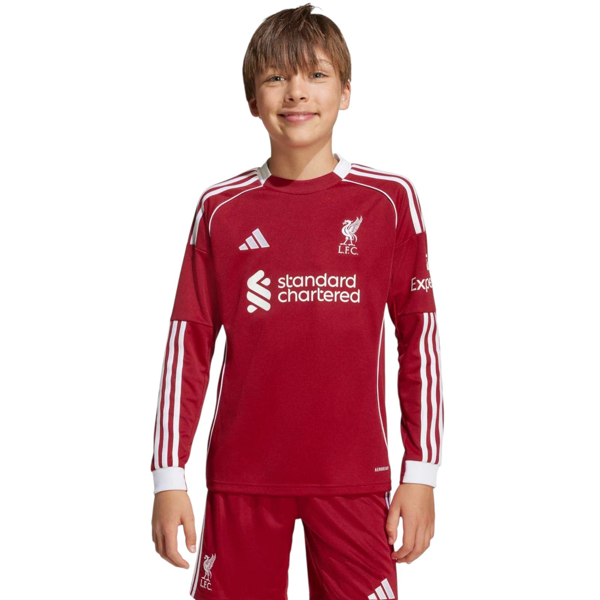 adidas Liverpool Football 2025/26 Kids Long Sleeved Home Jersey