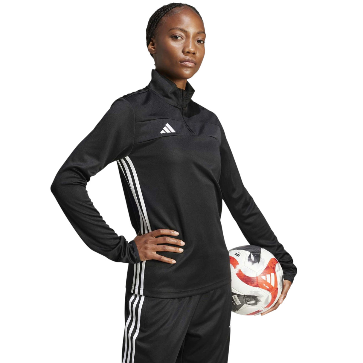 adidas Tiro Essentials Womens Half-Zip Football Training Top Model Front Side View