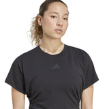 adidas Power Womens Short Sleeved Boxy Training T-Shirt Model Close-Up Chest View