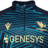 Macron Connacht Rugby 2025/26 Kids Warm-Up Training Top Close-Up Front View