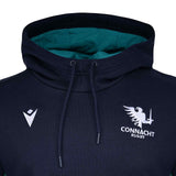 Macron Connacht Rugby 2025/26 Kids Pullover Travel Hoodie Close-Up Front View