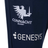 Macron Connacht Rugby 2025/26 Kids Training Pant Close-Up Crest and Sponsor Logo View