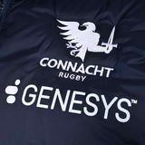 Macron Connacht Rugby 2025/26 Mens Padded Training Gilet Close-Up Team Crest  and Sponsor Logo View