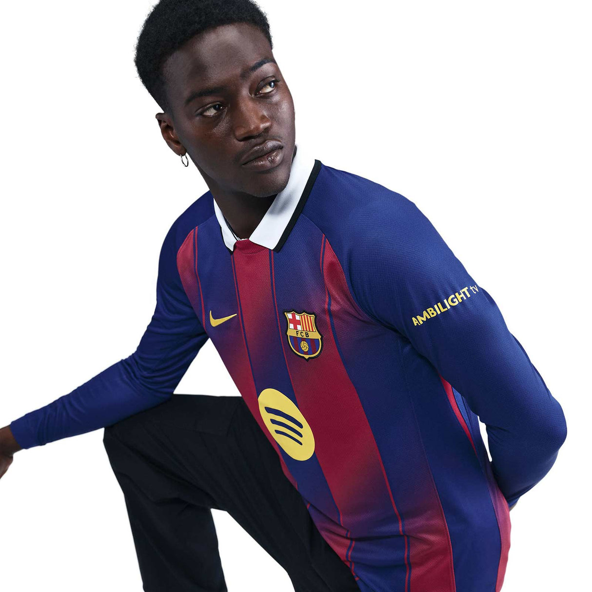 Nike FC Barcelona 2025/26 Stadium Home Mens Dri-FIT Soccer Replica Long-Sleeve Jersey