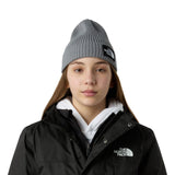 TNF Logo Box Cuffed Kids Beanie Grey