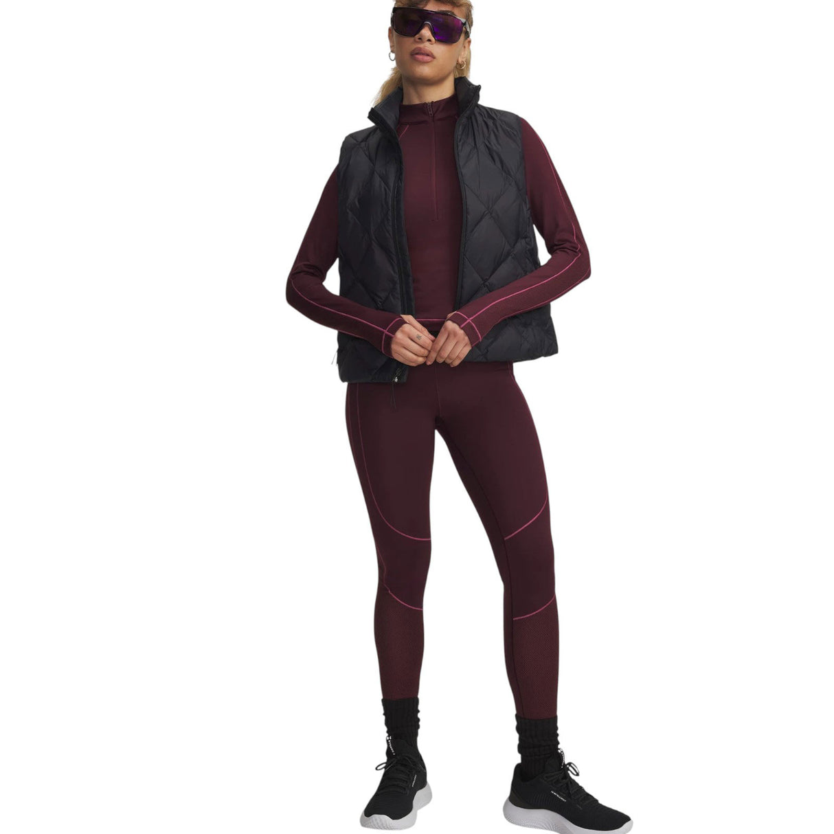 UA Wms ColdGear Novelty 1/2 Zip Maroon