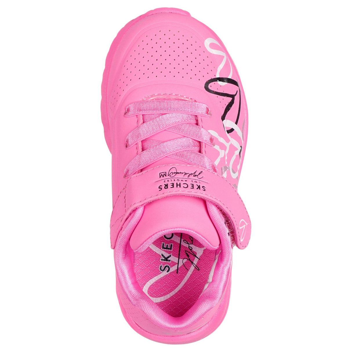 Skechers Uno Lite Love Levitate Girls Goldcrown Graffiti Hearts Gore And Strap Sneaker