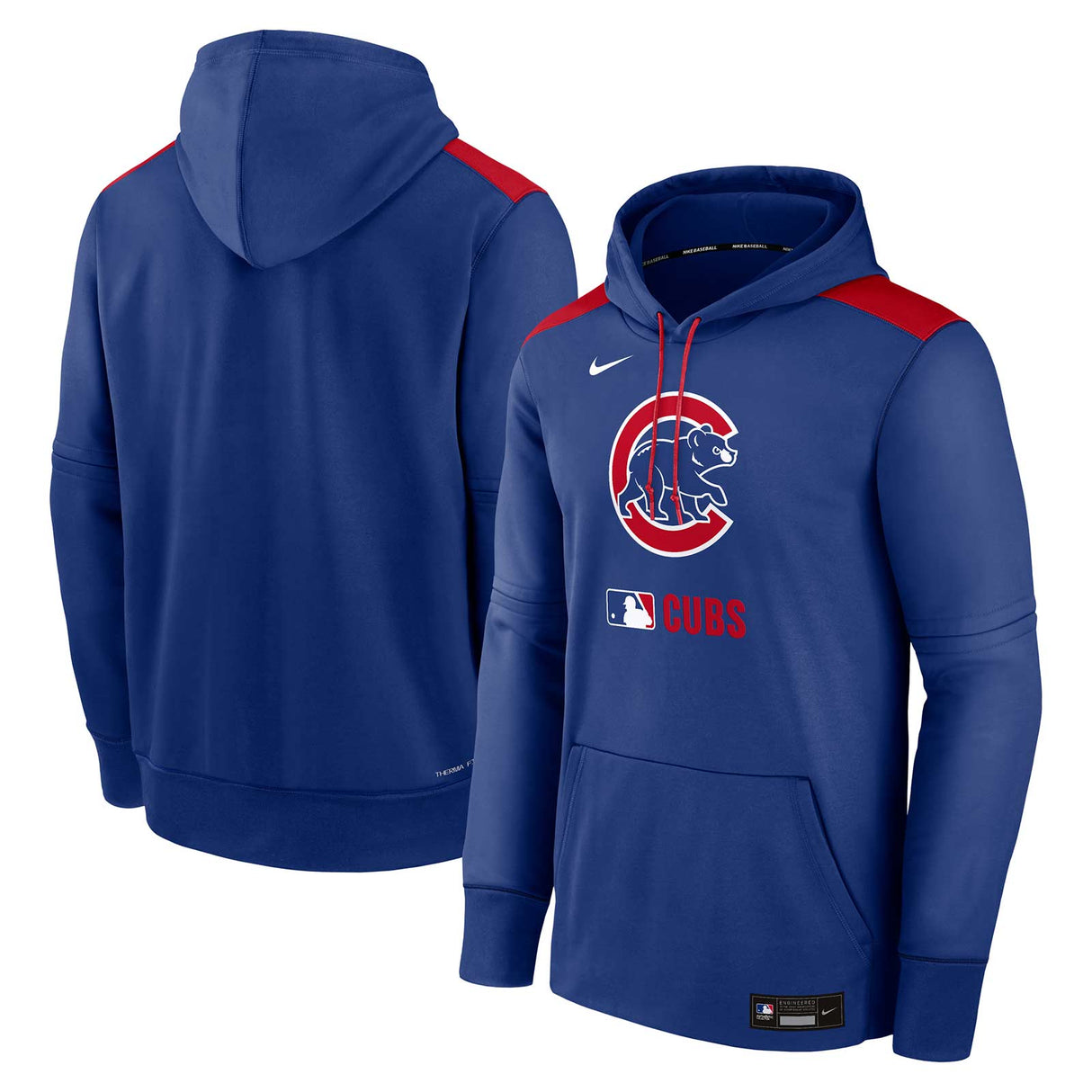 Nike Chicago Cubs 2025 Authentic Classic Pullover Hoodie - Front and Back View
