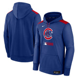 Nike Chicago Cubs 2025 Authentic Classic Pullover Hoodie - Front and Back View