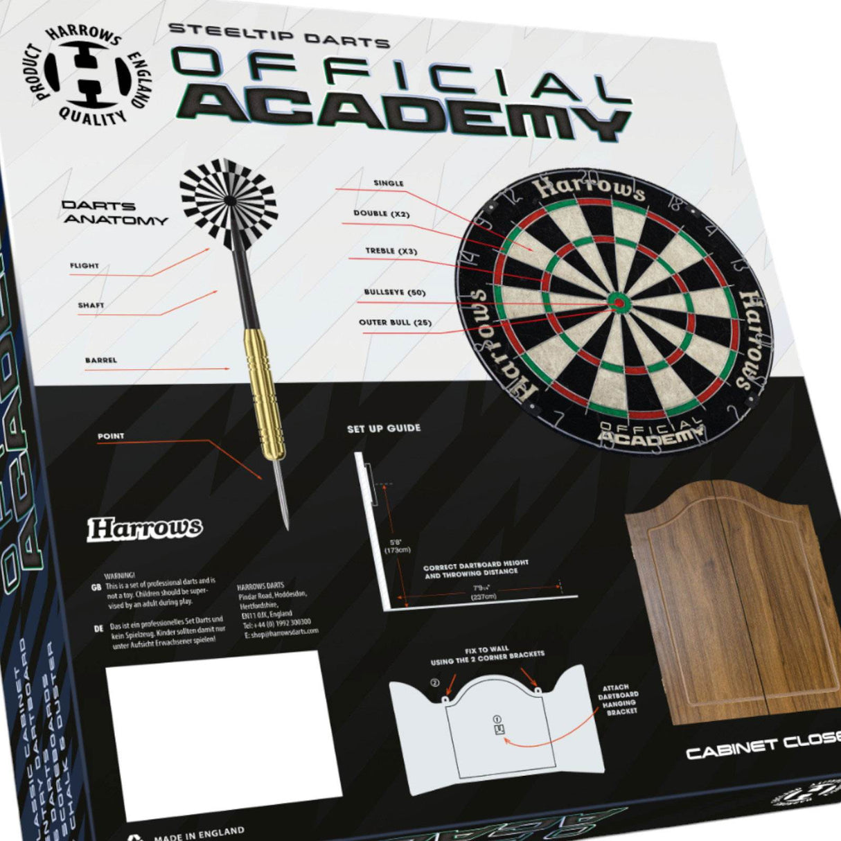 Harrows Official Academy Dartboard & Cabinet Starter Set