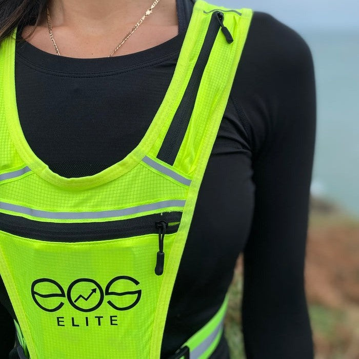 EOS Elite IlluminLight 2.0 Reflective Running Vest Model Close-Up Front View Outdoor