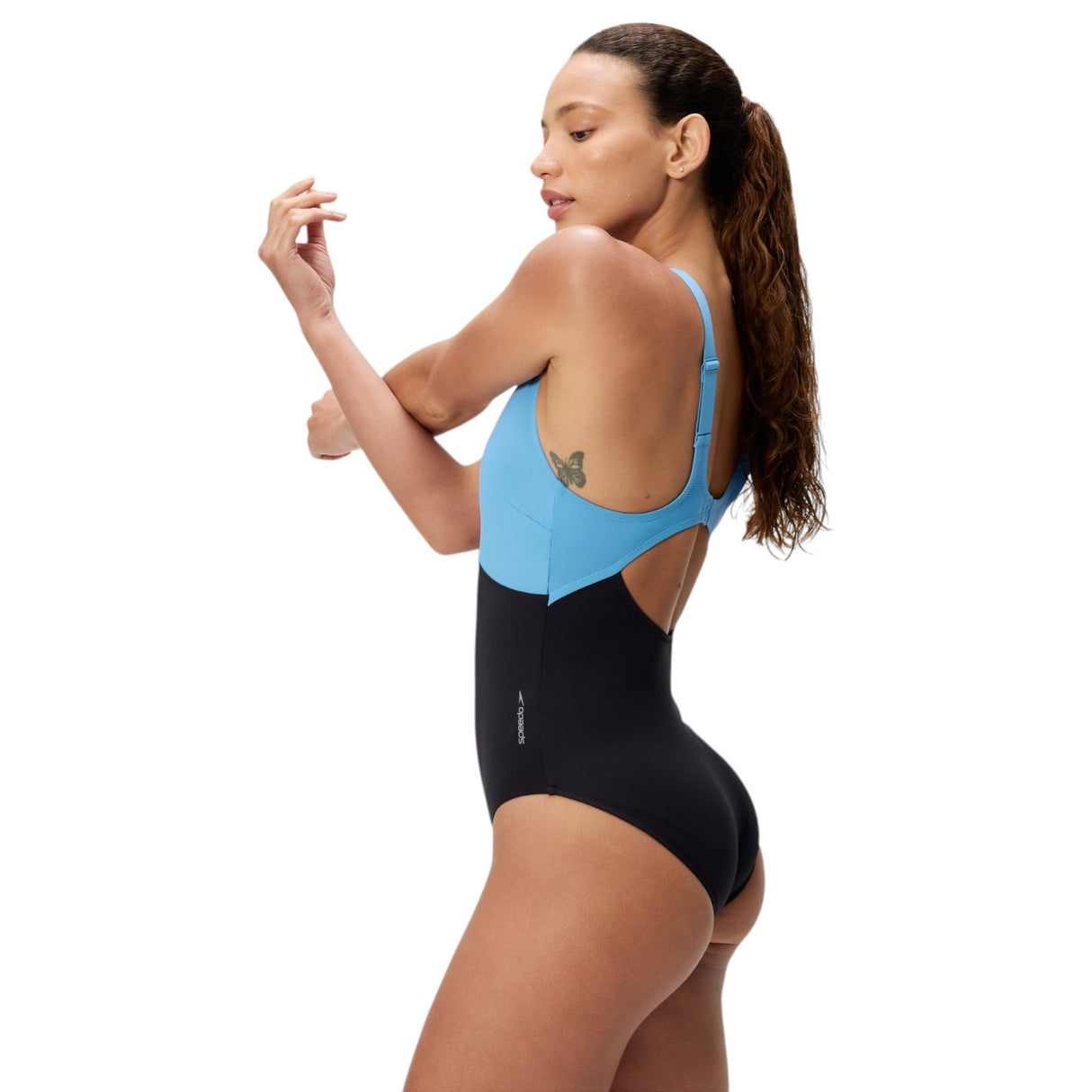 SPEEDO SCULP BFLY BACK ONE PIECE BLUE