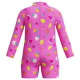 Speedo Jnr LS Print Zip One Piece Pink