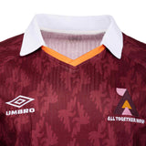 Umbro All Together Now Festival Adults Short Sleeved Retro Jersey Maroon Close-Up Chest View