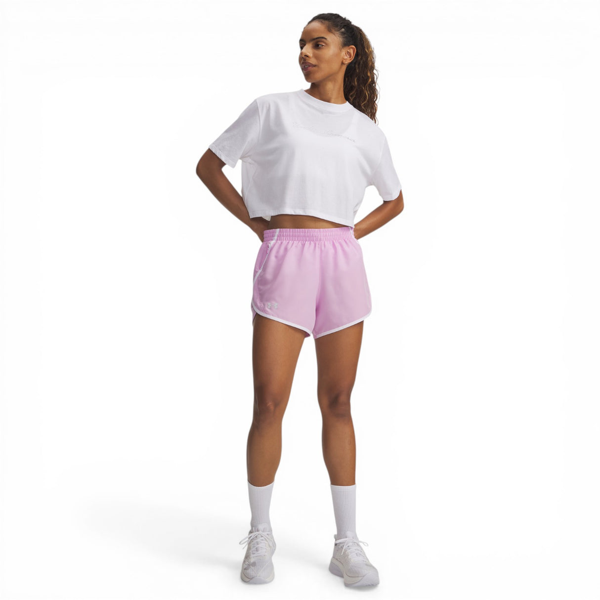 UA Womens Fly By 3in Shorts Pink