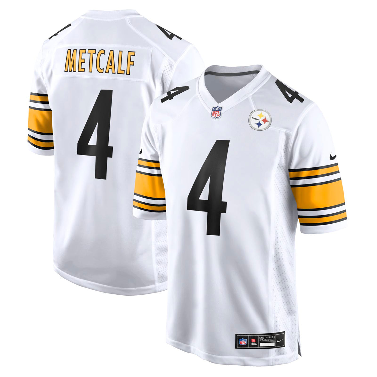 Nike Mens Steelers Road Metcalf 4 Jsy Wh