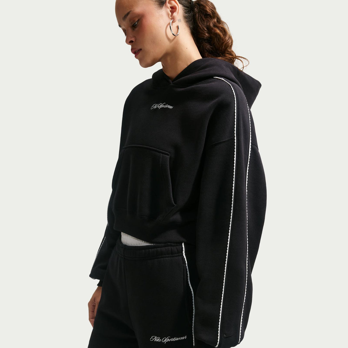 Nike Studio Fleece Womens Cropped Pullover Hoodie