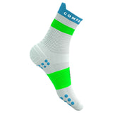 Compressport Pro Racing V4.0 Run High Socks - White / Blue / Green