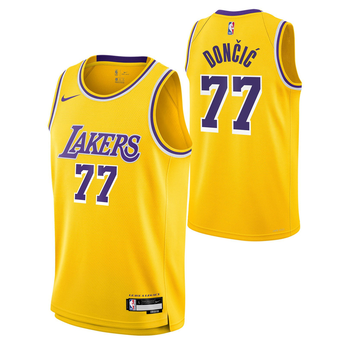 Nike Lakers Doncic 77 Kids Icon Jrsy Ylw