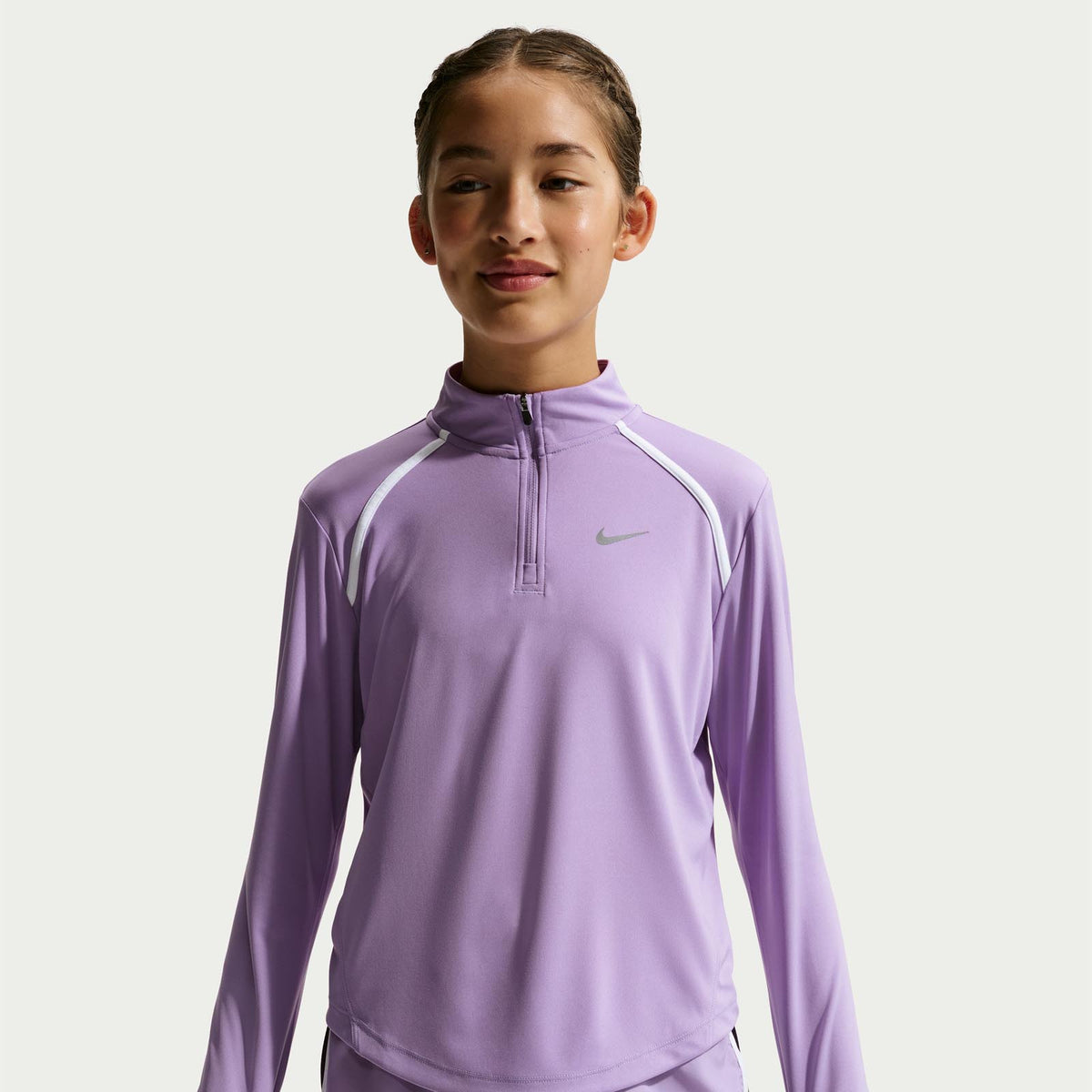 Nike Girls DF Tempo LS Half Zip Purple