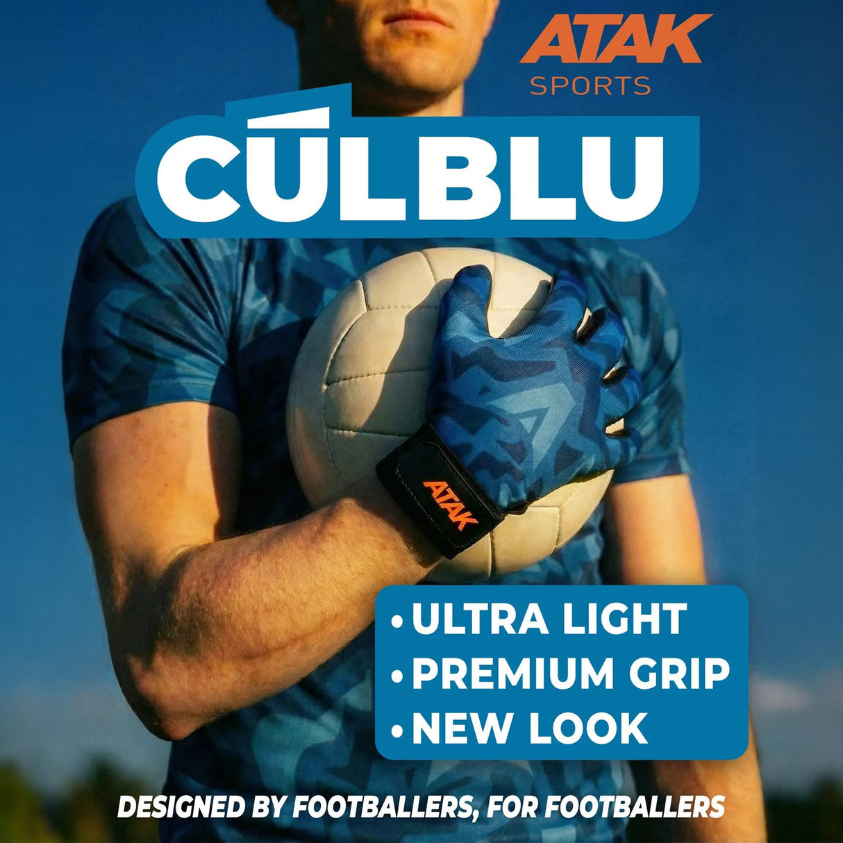 Atak Cul Blu Kids Gaelic Gloves Blue