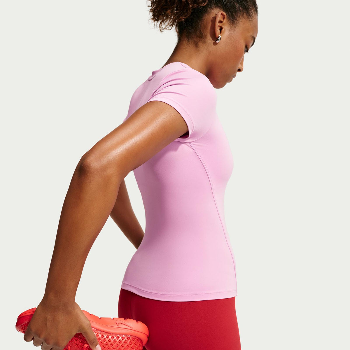 Nike Womens One Fitted SS Top Pink