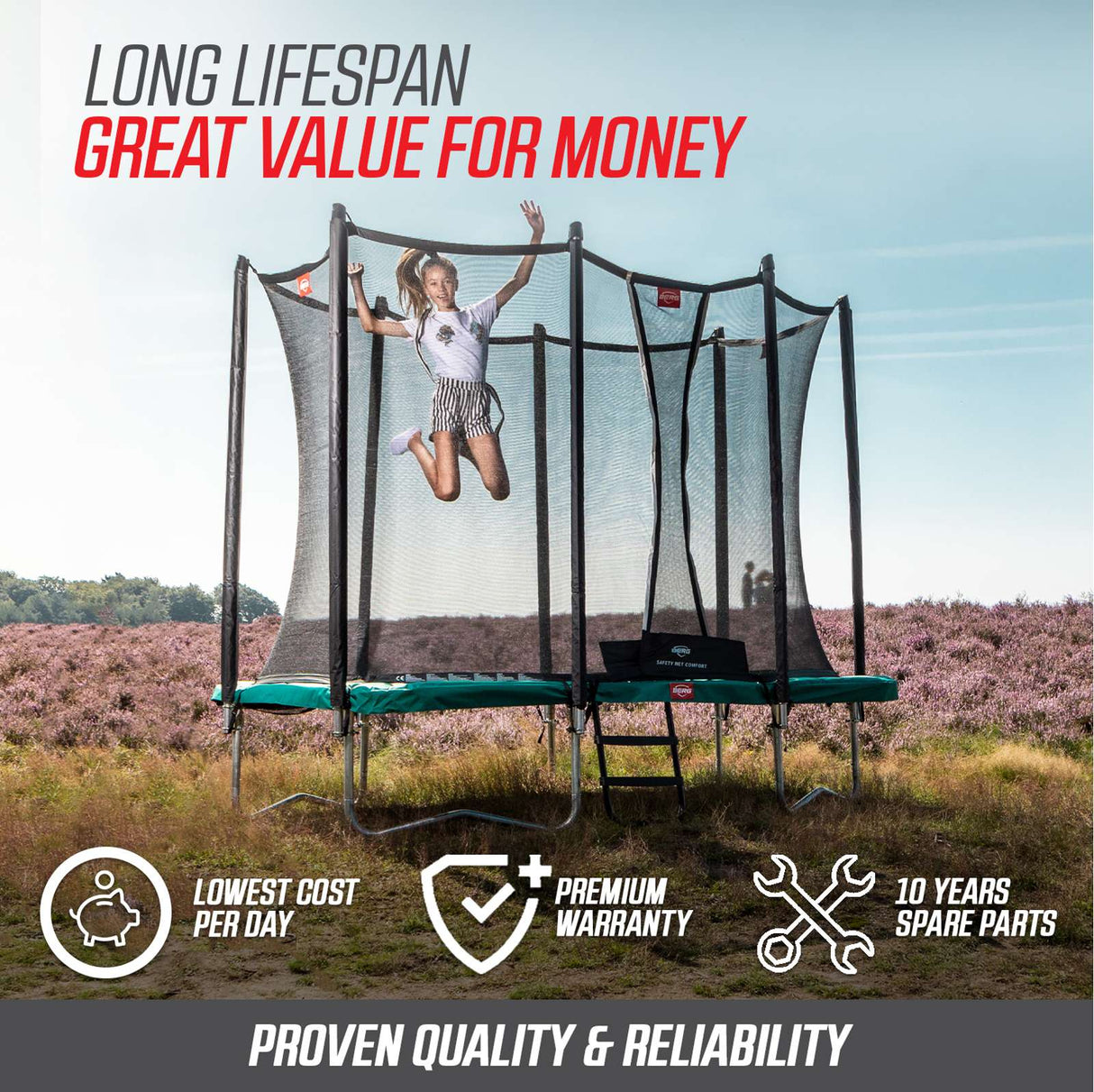 BERG Favorit Regular 330 Trampoline Green + Safety Net Comfort